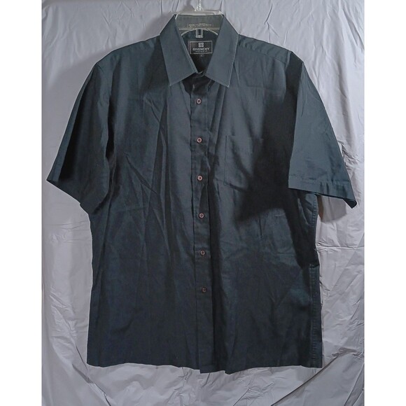 Givenchy Monsieur Mens Large Button Up Shirt Black Solid Short Sleeve - Picture 1 of 6